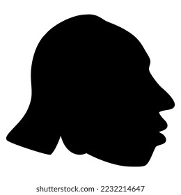 Head in profile of ancient Mayan man. Native American Indigenous Indian art. Black silhouette on white background.