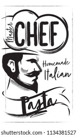Head profile Charcoal Chef. Master Class Italian homemade pasta