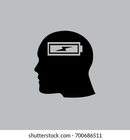head profile with charge sign vector icon
