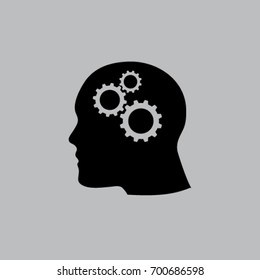 head profile with cogwheels vector icon
