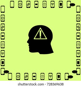 head profile with exclamation sign vector icon