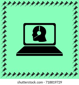 head profile with headphone in the notebook , support vector illustration