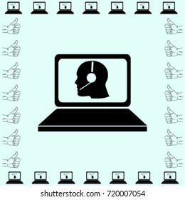head profile with headphone in the notebook , support vector illustration
