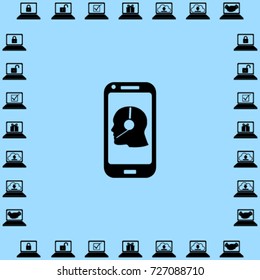 head profile with headphone in the smartphone , support vector illustration