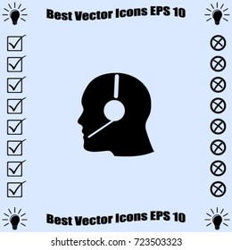 head profile with headphone vector icon