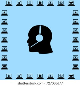 head profile with headphone vector icon