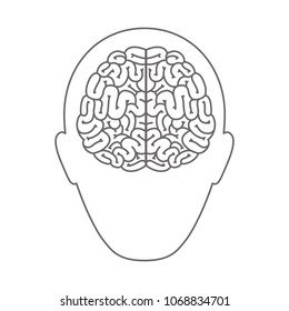 head profile human with brain