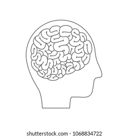 head profile human with brain
