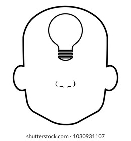 head profile human with bulb