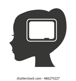 head profile human with education icon vector illustration design