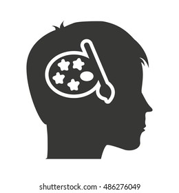 head profile human with education icon vector illustration design