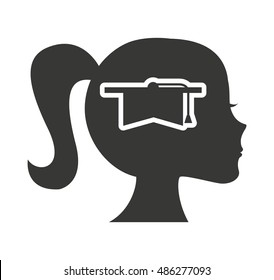 head profile human with education icon vector illustration design
