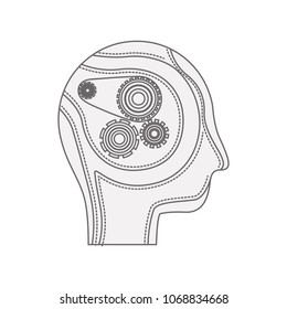 head profile human with gears