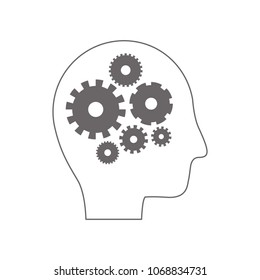 head profile human with gears