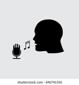 Head profile and the microphone vector icon
