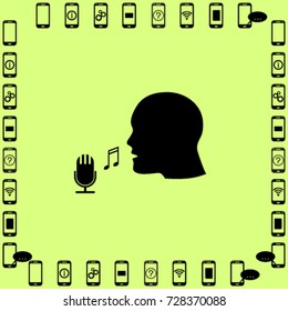 Head profile and the microphone vector icon