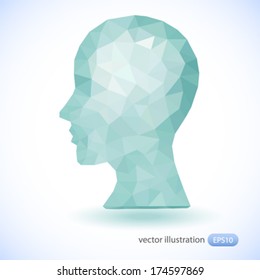 Head in profile in origami style.