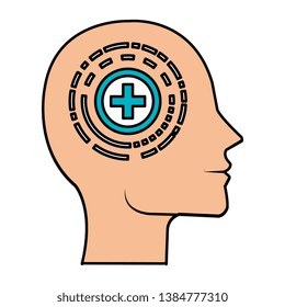 head profile with pluss symbol