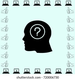 head profile and question sign icon, problem vector illustration