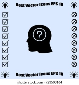head profile and question sign icon, problem vector illustration