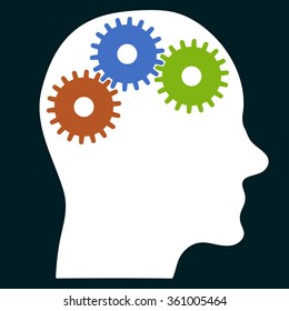 head profile silhouette with gears