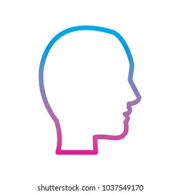 head profile silhouette icon image vector illustration design  blue to purple line