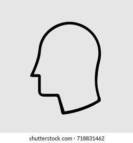 Head in profile vector icon eps 10. Simple isolated outline pictogram.