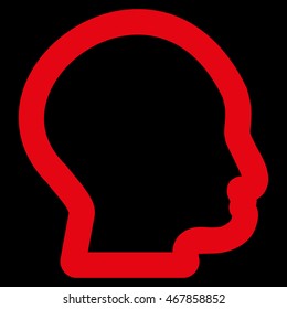 Head Profile vector icon. Style is contour flat icon symbol, red color, black background.