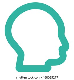 Head Profile vector icon. Style is outline flat icon symbol, cyan color, white background.