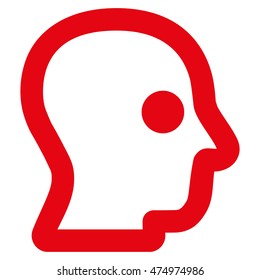 Head Profile vector icon. Style is contour flat icon symbol, red color, white background.