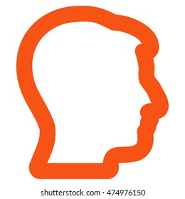 Head Profile vector icon. Style is contour flat icon symbol, orange color, white background.