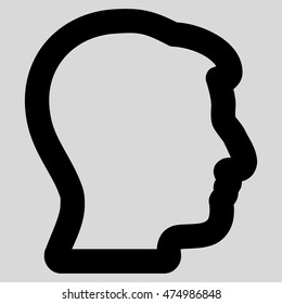Head Profile vector icon. Style is outline flat icon symbol, black color, light gray background.