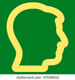 Head Profile vector icon. Style is stroke flat icon symbol, yellow color, green background.