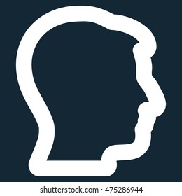 Head Profile vector icon. Style is outline flat icon symbol, white color, dark blue background.