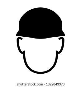 Head Protection Black Icon,Vector Illustration, Isolated On White Background Label. EPS10 