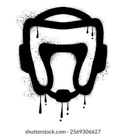 Head protection helmet with black spray paint graffiti