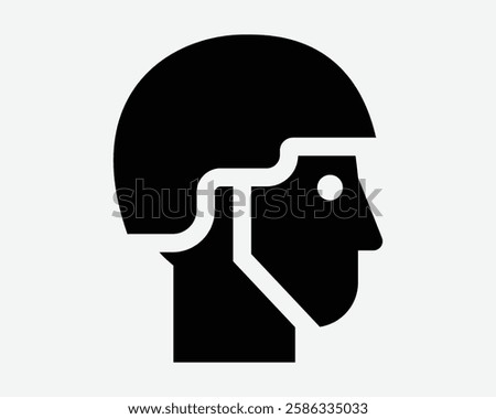 Head Protection Helmet Hard Hat Bicycle Man Sport Skateboard Strap Side View Black White Icon Sign Symbol Graphic Illustration Vector