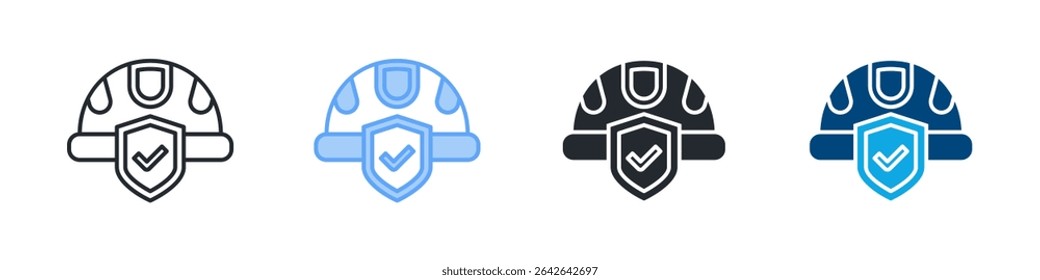 Head Protection Icon Set Multiple Style. Design In Outline, Blue, Glyph, Dual Tone