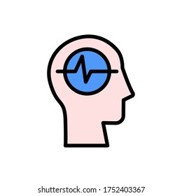 icono de pulso de cabeza. Color simple con elementos de vector de contorno iconos de procesos cerebrales para ui y ux, sitio web o aplicación móvil