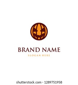 Head Pumpkin Scary Halloween Abstract Illustration Vector Logo