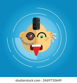 Jefe de un diseño plano de Punk Rocker. Personas y concepto de estilo de vida Arte vectorial