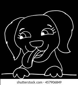 head of puppy on black background
