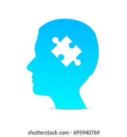 Head puzzle brain on the white background. Vector Illustration