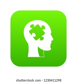 Head with puzzle icon digital green for any design isolated on white vector illustration