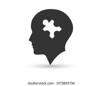 Head with puzzle icon. EPS 10