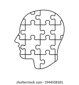 icono del rompecabezas de la cabeza. Diseño de la mente del rompecabezas para el diseño de la industria de la educación. icono modificable. ilustración vectorial