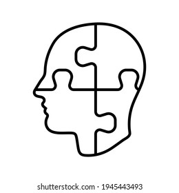 icono del rompecabezas de la cabeza. Diseño de la mente del rompecabezas para el diseño de la industria de la educación. icono modificable. ilustración vectorial