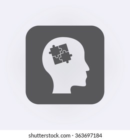 Head with puzzle icon . Vector illustration