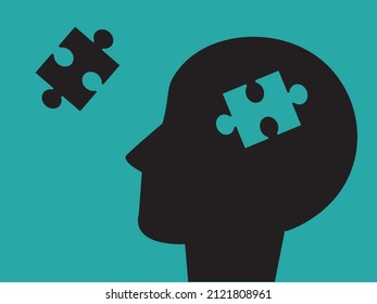 ilustración vectorial de la cabeza con piezas de rompecabezas 
