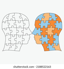 Head Puzzle Single Parts vector eps art